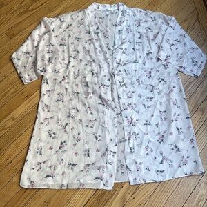 Flora Nikrooz Pale Pink Satin Floral Striped Robe L/XL